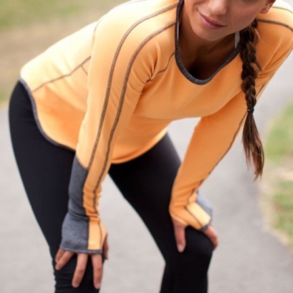 LULULEMON RUNDER UNDER 2 gray orange reversible long sleeve shirt